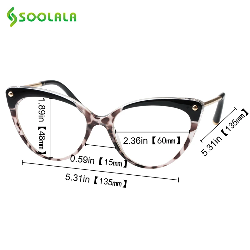 SOOLALA TR90 gafas de lectura de Ojos de gato con luz azul mujeres hombres Semi-Rimless Presbyopic gafas de protección ordenador