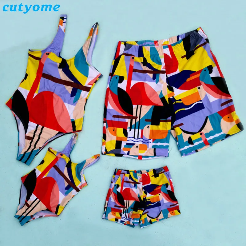 Mother Daughter Father Son Swimwear Family Summer Bathing Women Girl Bikini Men Boy Shorts Matching Swimsuits Clothes Parent Mother Daughter Father Son Swimwear Family Summer Bathing Women Girl Bikini Men Boy Shorts Matching Swimsuits Clothes Parent
