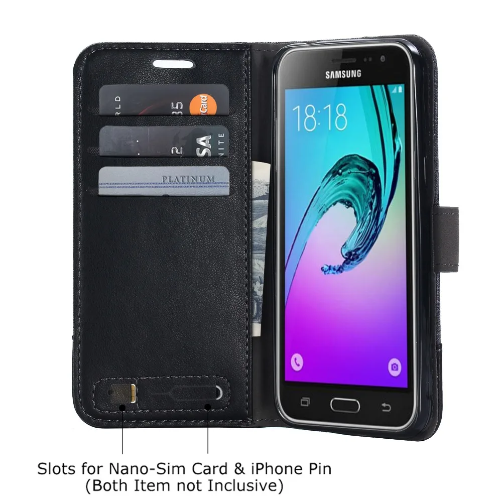 Denim кожа флип чехол для Coque Samsung Galaxy J3 2016 корпус черный Hoesje кошелек телефона серый