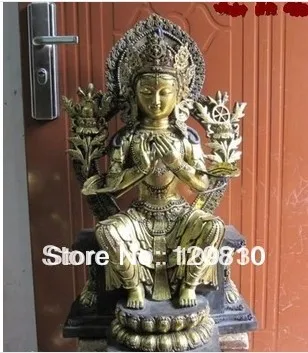 

00728 26"Tibet temple Old Bronze Gild Sit Future Maitreya Bodhisattva Buddha statue