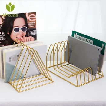 

Mrosaa Nordic triangle simple wrought iron Bookshelf Geometry Newspapers and Magazines Storage Rack Home Decor Shelf