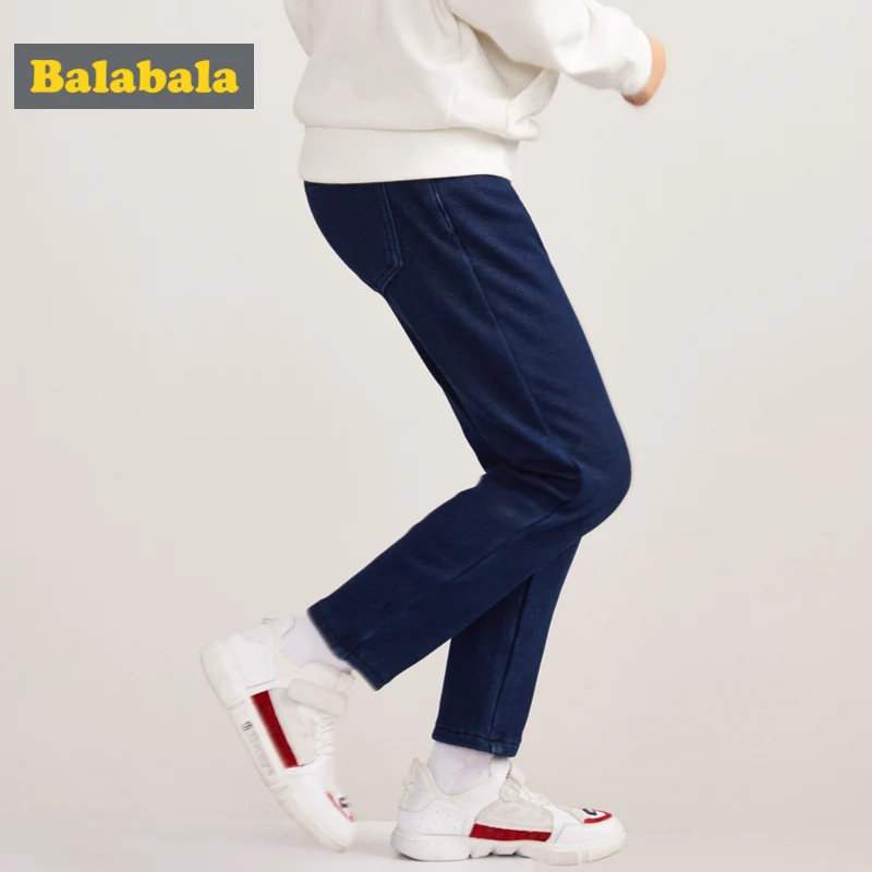 Koop Balabala Meisje Fleece Gevoerde Pull op Jeans Slim Fit Tiener Meisje Geborduurde Jeans in Gewassen Denim met Pocket geribbelde Tailleband