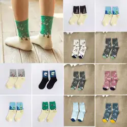 1 пара Мода 2017 г. Для женщин милые носки рождественские хлопковые носки с картинками 10 Цвета