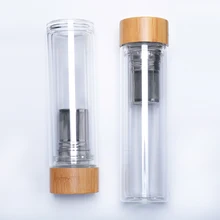 500 мл бамбука крышками BPA бесплатно стеклянная бутылка для воды с заварки