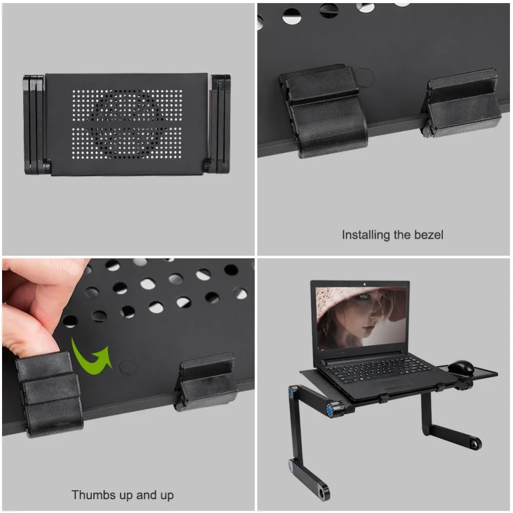 Adjustable Laptop Workstation With 1 CPU Cooling Fans And Mouse Pad Aluminum Sofa Computer Desks Folding Tables holder Furniture