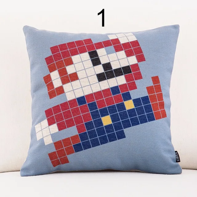 Cartoon Mario Decorative Throw Pillows Colorful Child Game Cotton Linen Cushion Cover Cojines Decorativos Para Sofa Almofadas 2