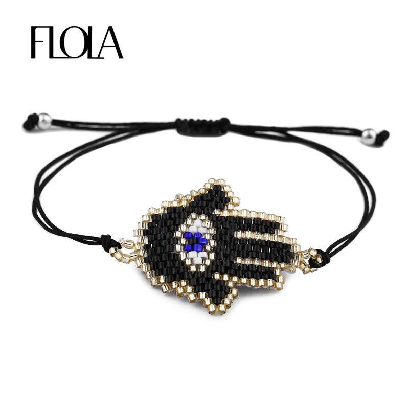 

FLOLA Turkish Delica Miyuki Bracelet Hamsa Bracelet Woman Boho Adjustable bilezik Delica Handmade Jewelry pulsera hombre brtb42