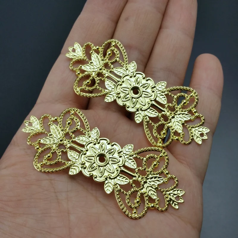 

10pieces / lot 31x74mm brass color Box decoration filigree folwer Bow Slice Charms base Setting Jewelry DIY Components Findings