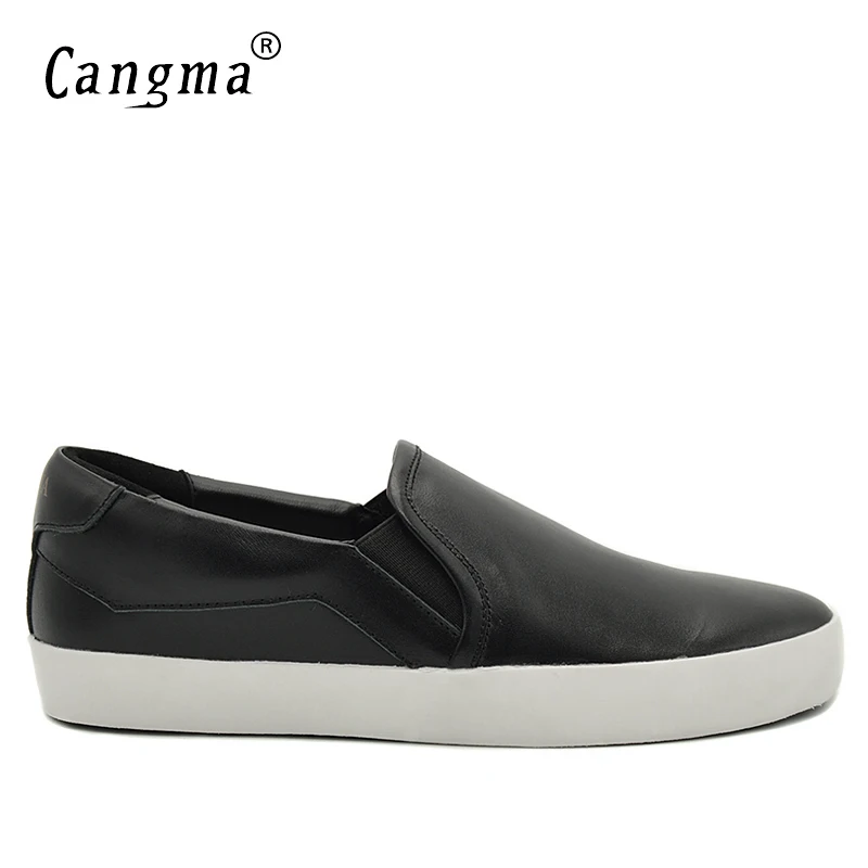 

CANGMA Famous Shoes For Men Sneakers Durable Man Loafer Slip On Casual Shoes Black Genuine Leather Flats Male Designer Footwear