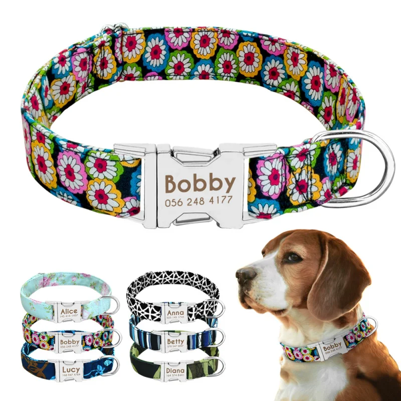 

Nameplate Personalized Dog Collar Nylon Pet Dog Tag Collar Custom Puppy Cat ID Collars Adjustable for Medium Large Dogs Engraved