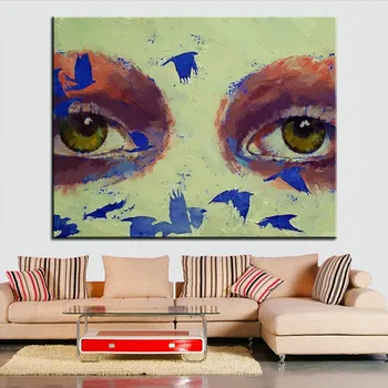 

Hand Painted Oil Painting woman eyes crow Wall painting Home Decorative Wall Art Picture For Living Room painting No Frame