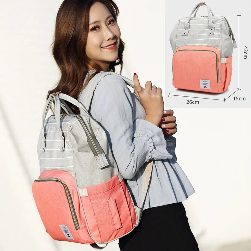 New Stripe Baby Diaper Bag Brand Mummy Maternity Nappy Bag Large Capacity Baby Stroller Bag Travel Backpack Nursing Wetbag (2)