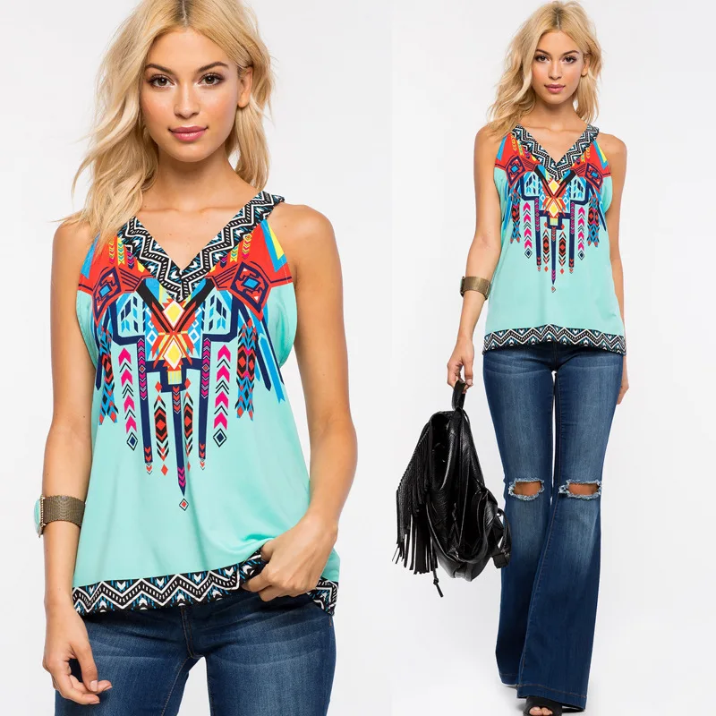 None sleeve printing tops in Summer JNT0023 |