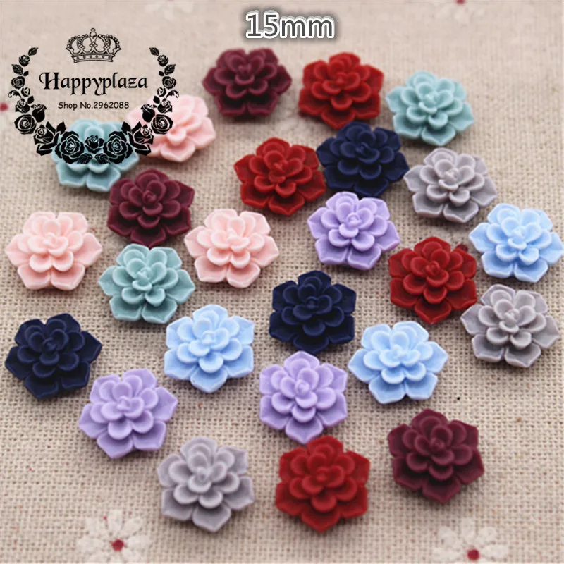 50PCS Cute Matte Vintage Resin Flowers Flatback Cabochon DIY Jewelry/Craft Scrapbooking,15mm