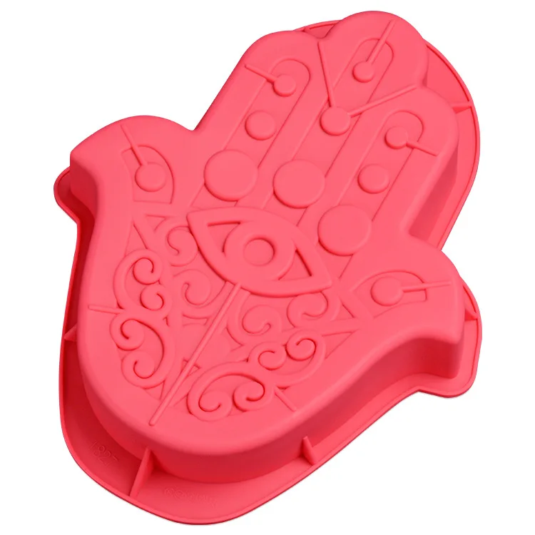 

1PCS Lucky Hand Hamsa hand Cake Pan Silicone Middle Eye Shape Irregular Large Flower Pot Cake Mold For Non-stick Pans Cakes Pan