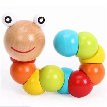 

Five color Variety shilly insects caterpillar toy wooden doll animal finger dexterity exercises children's educational toys