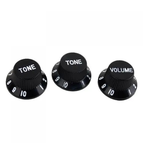 Set Of 3 Black Speed Volume Tone Knob W/ White Detail For Electric Pickup Guitar Accessories