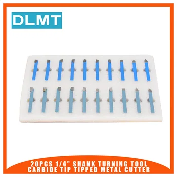

20pc 1/4 Shank Turning Tool Carbide Tip Tipped Metal Cutter C-2/C-6 Grade Bits CNC Cutting Lathe Tool Holder