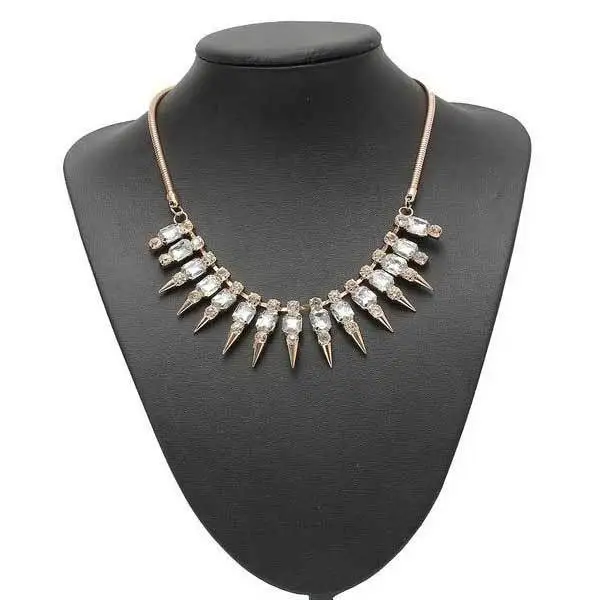 BattLake Punk Rivet Crystal Pendant Statement Necklace Metal Chain | Лампы и освещение