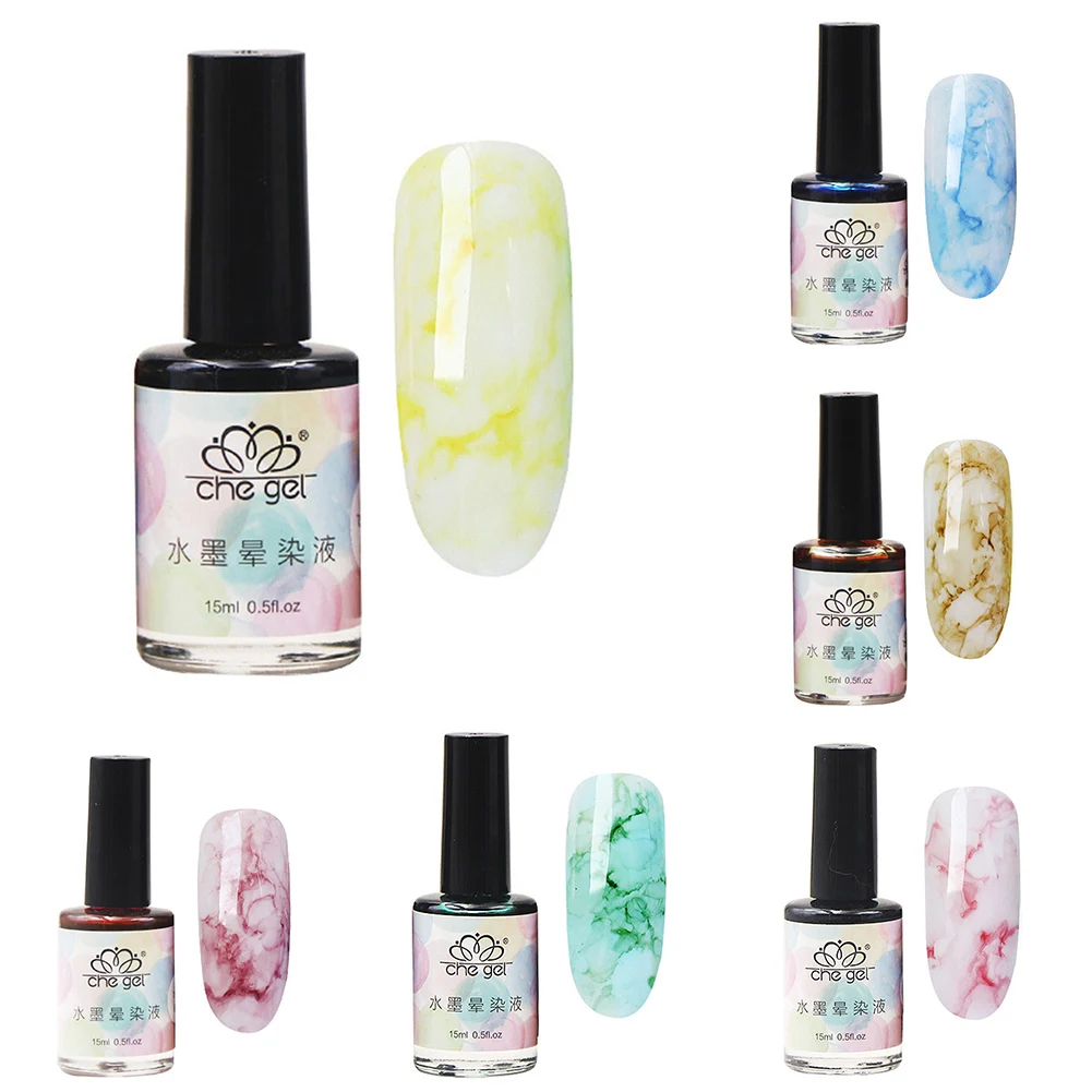 New 15ml Watercolor Ink Nail Polish Blooming Gel Smoke Effect Marble Smudge Liquid