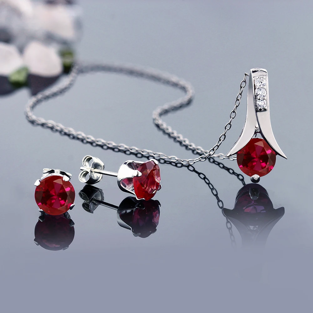 GemStoneKing Модные женские ювелирные изделия из стерлингового серебра 925 пробы набор 2