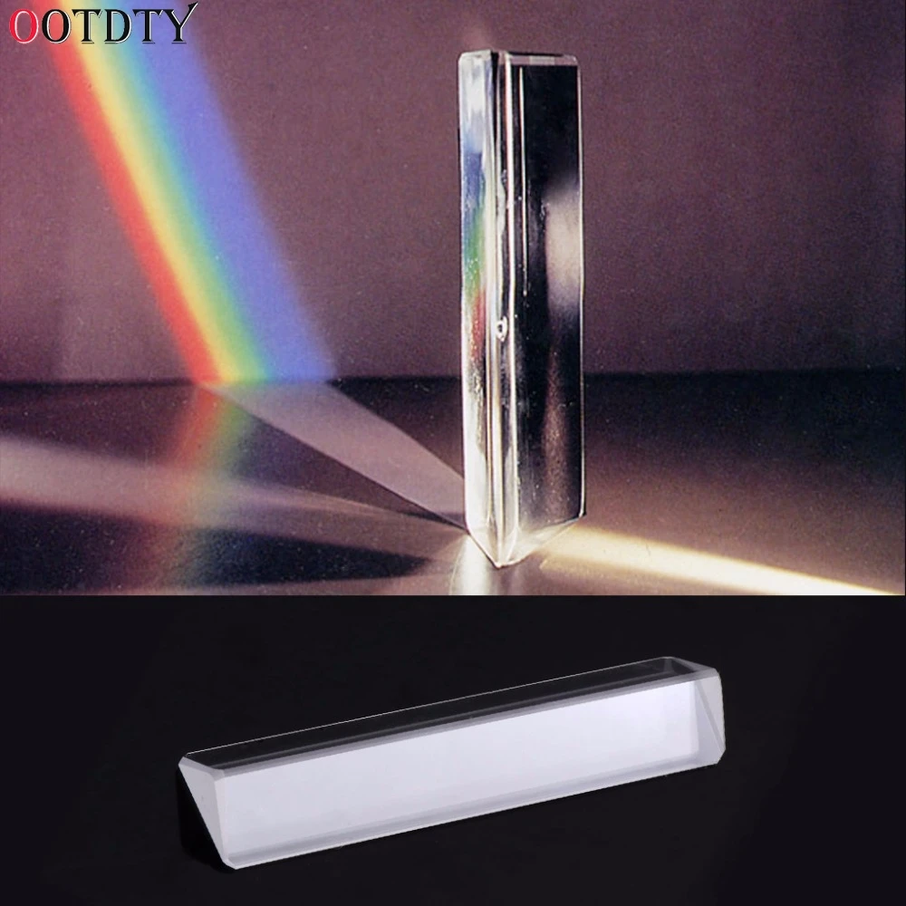 OOTDTY K9 Optical Glass Right Angle Reflecting Triangular Prism For Teaching Light Spectrum