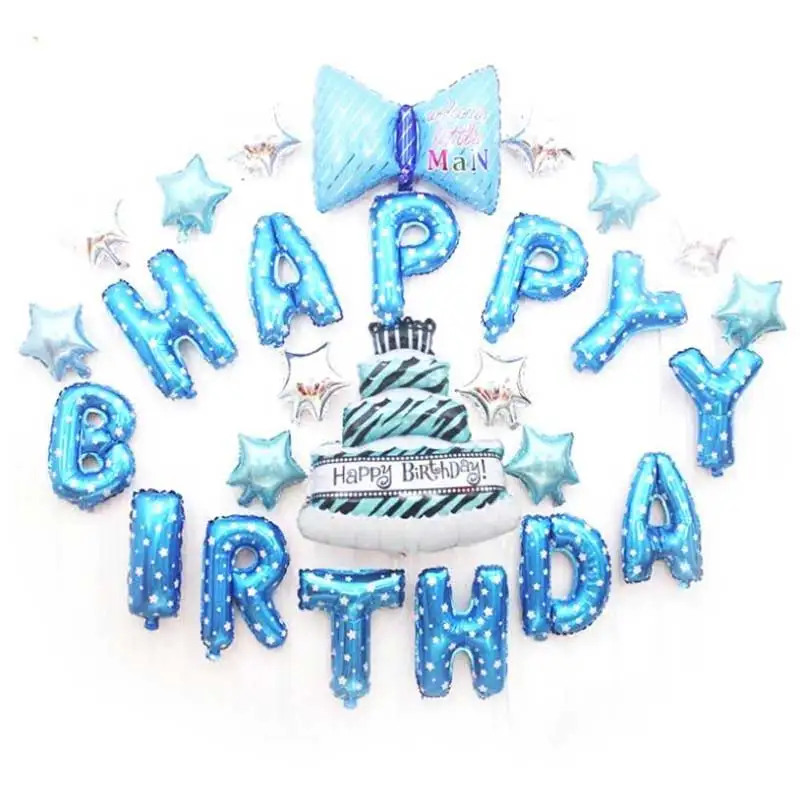 

Happy birthday party suit bowknot adornment cake Balloon Birthday Party Decorations Kid letters Baloons Birthday