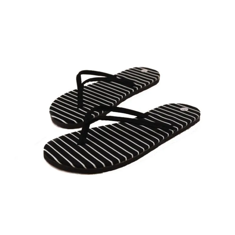 1 paar Schwarz Streifen Frauen Flache Hausschuhe Sommer Strand Hausschuhe Massage Hausschuhe Mode Freizeitschuhe Frau Zapatos Mujer Schwarz
