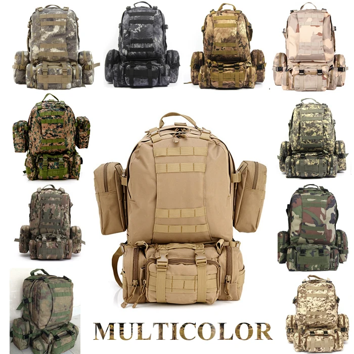 

Solid Nylon wearproof Outdoor 60L Sport Climbing Camping Hiking combined Trekking Molle travel Bags Military Tactical Backpack