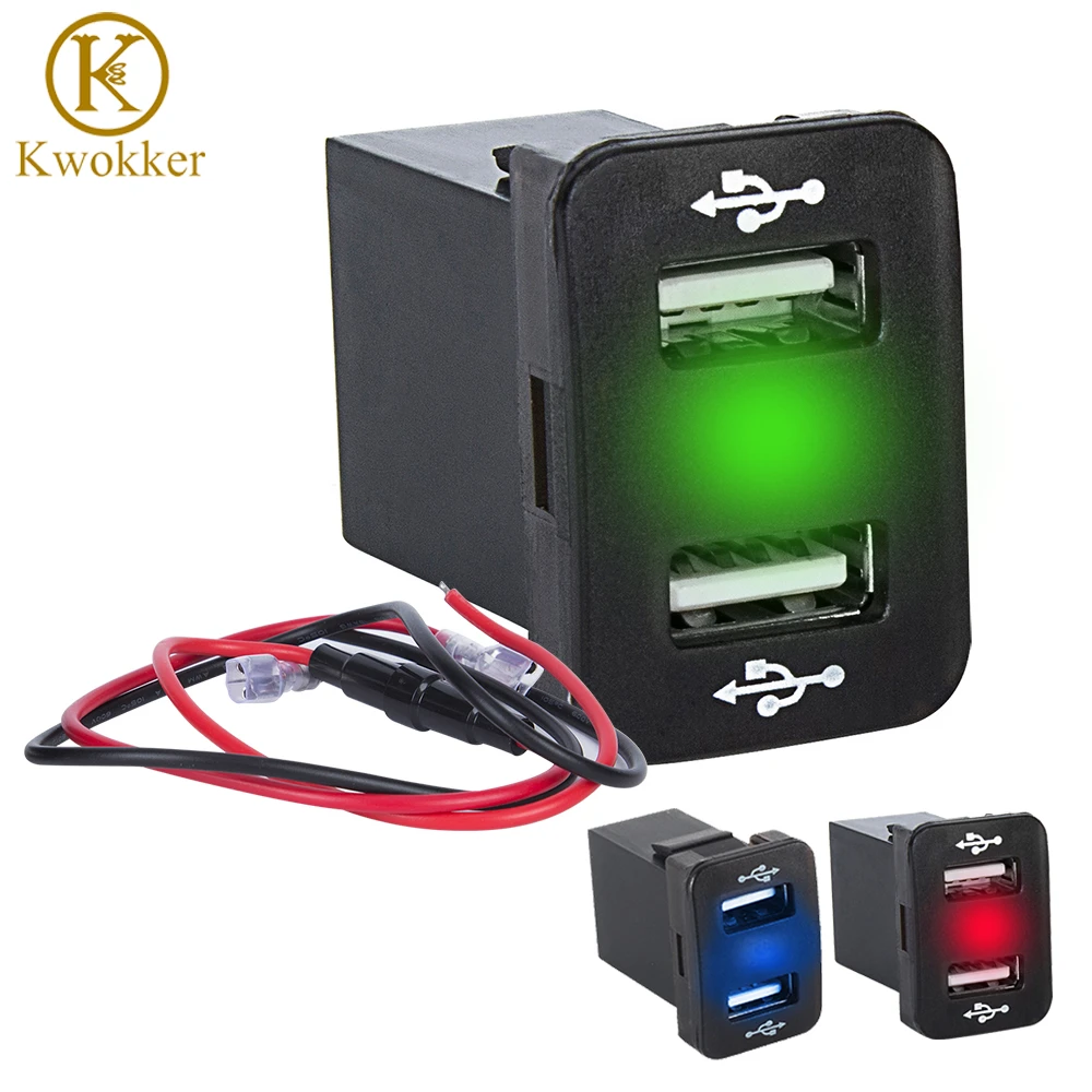 デュアルusb車充電器 Led電源コンセント ヒューズ付きポート 12 24v 5v 4 2a Usb トヨタ カローラ用の高速充電器 Cables Adapters Sockets Aliexpress