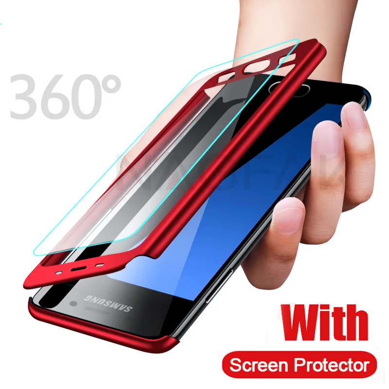 

NAGFAK Full Cover Screen Protector Phone Case For Samsung Galaxy A3 A5 A7 2017 2016 Shockproof Protective Cover S7 S6 Edge Case