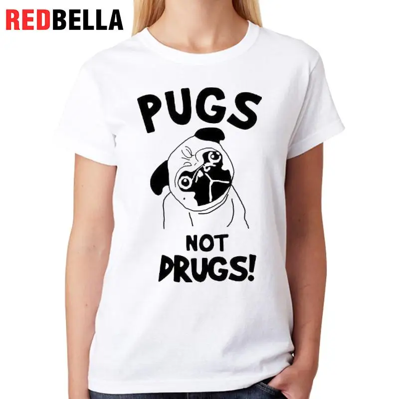 REDBELLA смешные футболки Для женщин Симпатичные мопса Прекрасный Kawaii Юмор