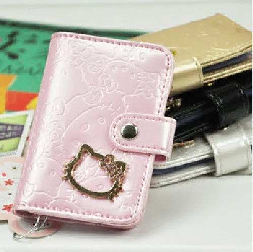 

4pcs Quality Hot Sale Girls 2018 New Hello Kitty Credit Card bag Leather Wallet Female Card Holder Purse Strap 7.5*11*2.1CM