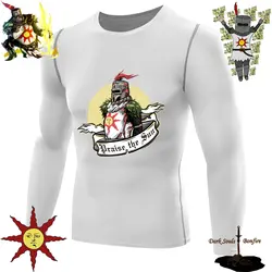 Футболка dark souls Мужская компрессионная футболка с длинными рукавами Solaire рубашка "Восславь солнце" футболка crossfit Топы 2 Bonfire Lit 3 Estus Flask