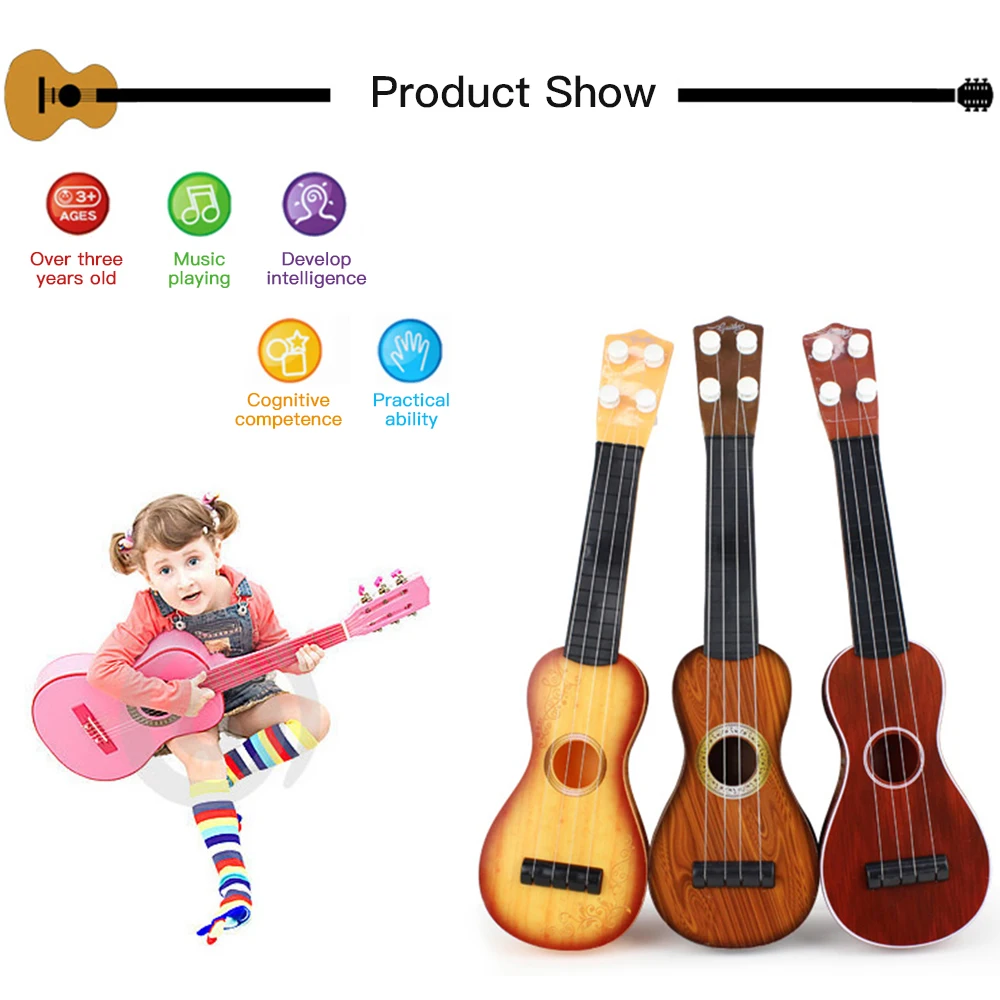 4 Strings Musical Plastic Toy Ukulele Small Guitar for Beginners Kids