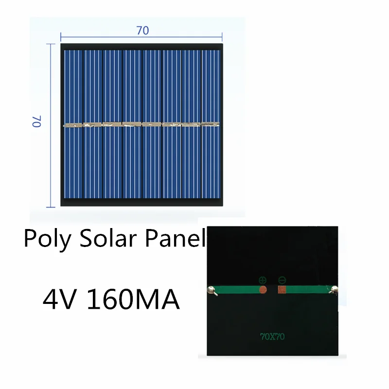 1 шт. мини поли солнечная панель 4 в 160 мА для зарядки 2,4 В батарея DIY ручной работы научный эксперимент 70*70 мм
