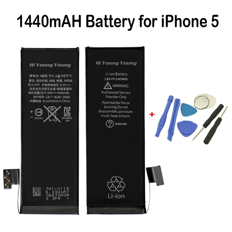 Rechargeable Phone Batteries For iphone 5 5G With Tools Real Capacity 1440mAh Battery Replacement | Мобильные телефоны и