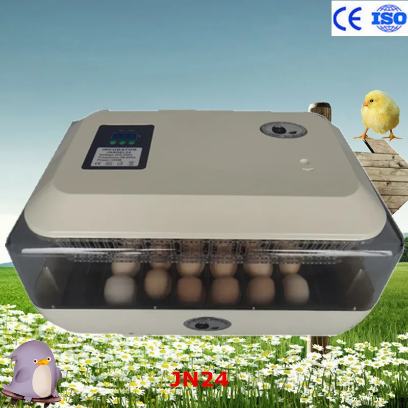 

Wholesale and retail high quality 220v 24 eggs incubator dual power automatic temperature controller full digital incubator