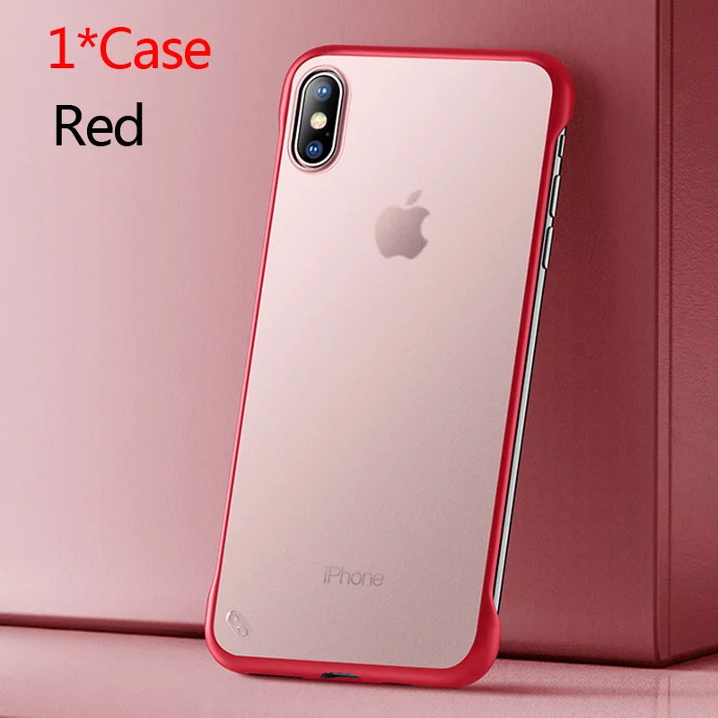 USLION Бескаркасный Прозрачный чехол для телефона для iPhone X 7 6S 8 Plus, чехол XS Max XR 11 Pro Max с кольцом-держателем для пальца, чехол-подставка s - Цвет: Only Red Case