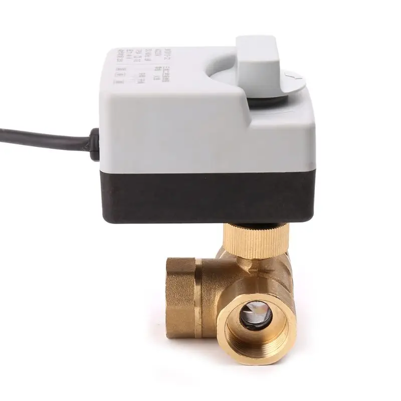 AC220V 3-way Electric Motorized Ball Valve Three-wire Two Control For Air Conditioning