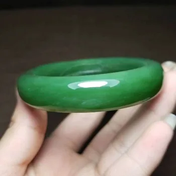 

J37#Russian material and Tian Yubing bottom apple green jasper carved bracelet