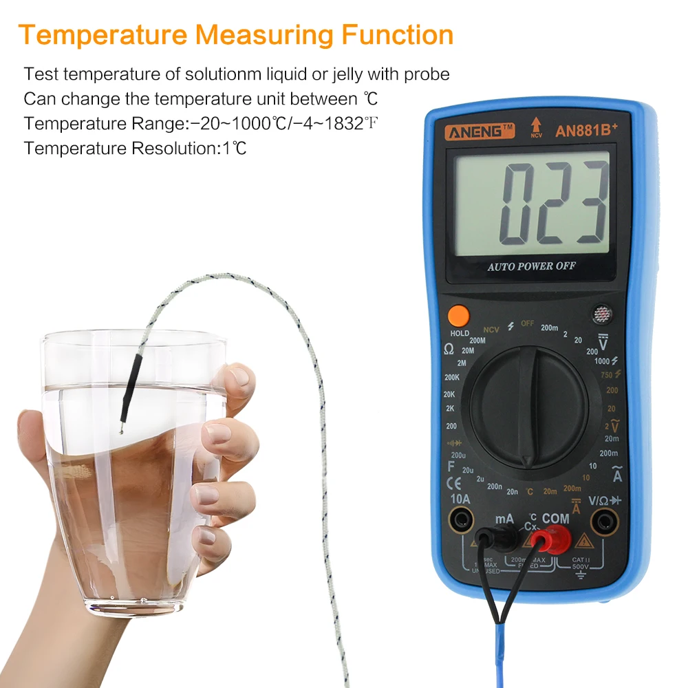 ANENG AN881B+ мультиметр цифровой тестер multimeter мультиметр с подсветкой транзистор тестер цифровой мини мультиметр мультитерка esr meter digital multimeter мультиметор capacitor tester мультиметр с температурой