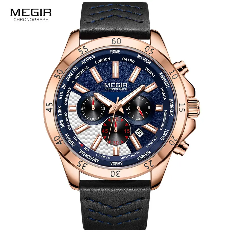 MEGIR Military Sports Quartz Watches for Men Waterproof Luminous Chronograph Wristwatch Man Relogio