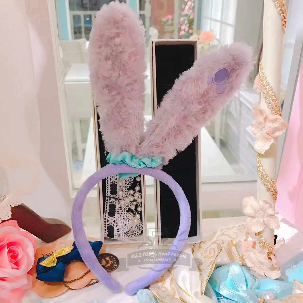 Kawai мультфильм Stellalou кроличьи уши Duffy мягкий плюшевый ободок Ношение повязка на