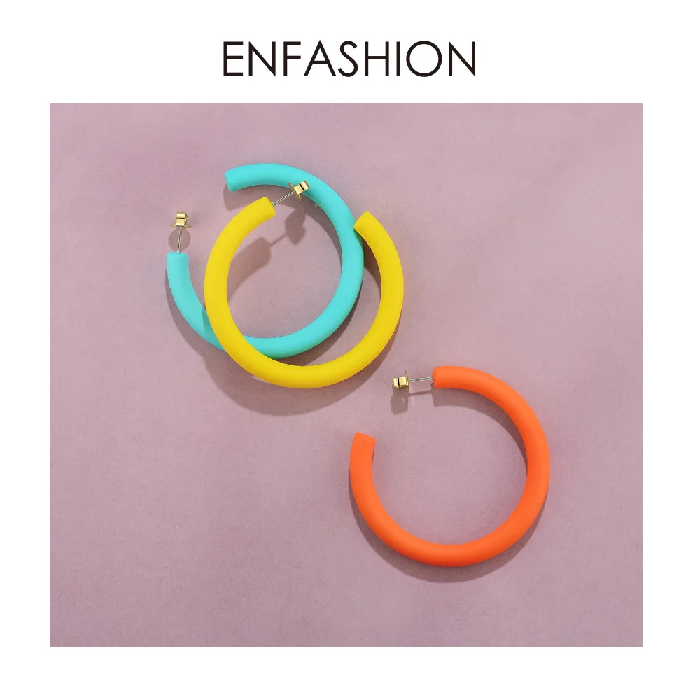 ENFASHION серьги-кольца в форме сердца из смолы для женщин, 2 пары, большие цветные серьги-обручи, модные ювелирные изделия, подарки Aros Aretes E191075