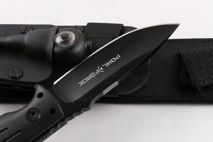 Mengoing Тактический охотничий нож с фиксированным лезвием 58HRC твердость D2 стальные ножи для выживания с компасом термометры