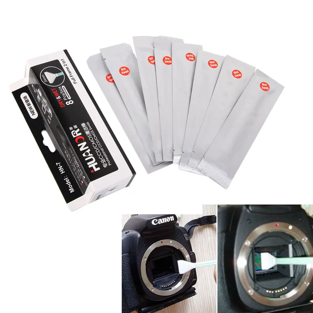 Camera Cleaning Kit CCD 8 in1 Dry+Wet Swab DRY Cleaner Full Frame 24mm