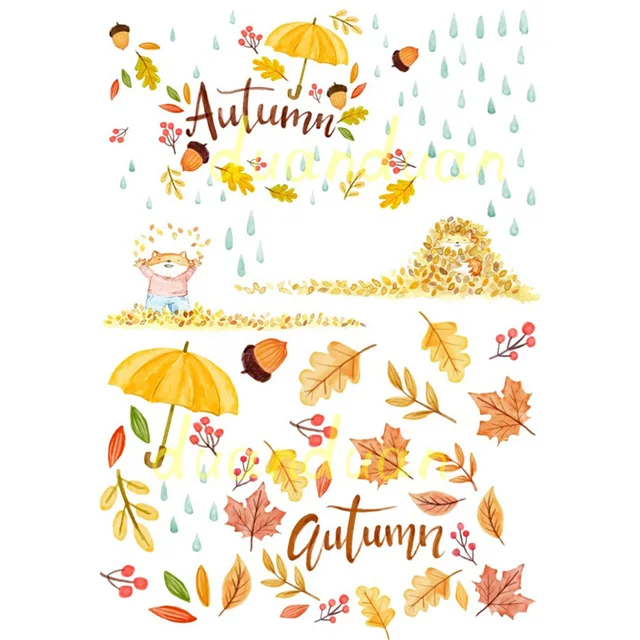 2 pcs lot hello autumn leaves deco scrapbook bullet journal autumn stationery