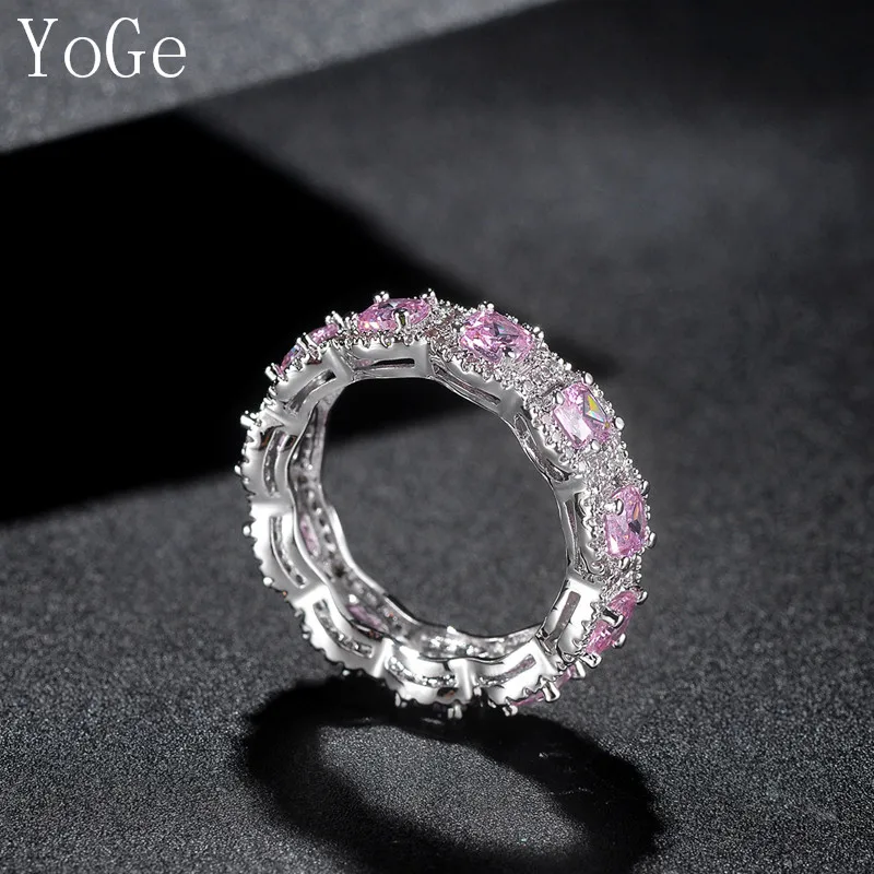 Ювелирные изделия YoGe для женщин R3528P модное кольцо с квадратными розовыми камнями