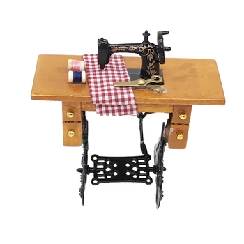 

1 Pc Mini Sewing Machine Delicate Iron 1:12 Doll House Accessory Miniature Furniture Desk Ornament for Home Doll